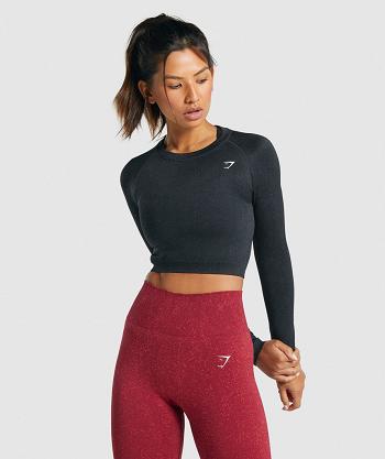 Dámské Long Sleeve Gymshark Adapt Fleck Seamless Černé | CZ 3502YXF